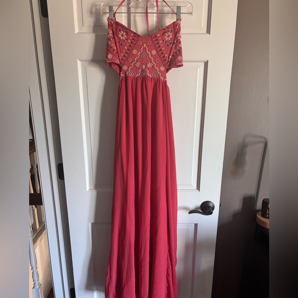 Forever 21 Coral Maxi Dress Size Medium | Open Back Long Formal Dress